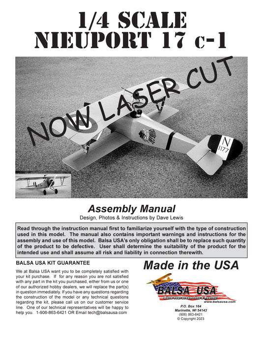 1/4 Scale Nieuport 17 Manual Digital Download