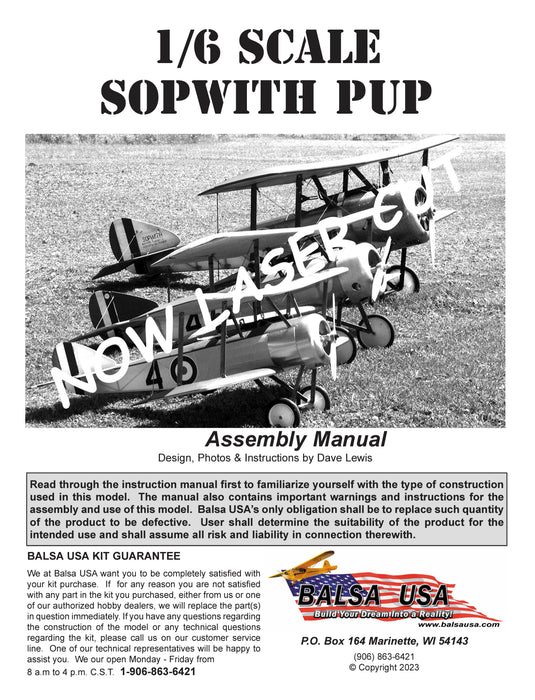 1/6 Scale Laser Cut Sopwith Pup Digital Manual