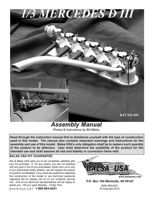 1/3 Scale Mercedes D-III Engine Digital Manual