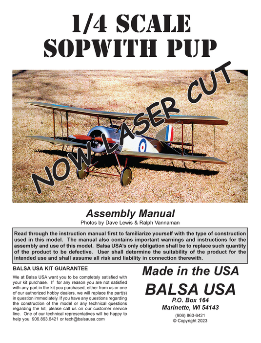 1/4 Scale Laser Cut Sopwith Pup Digital manual