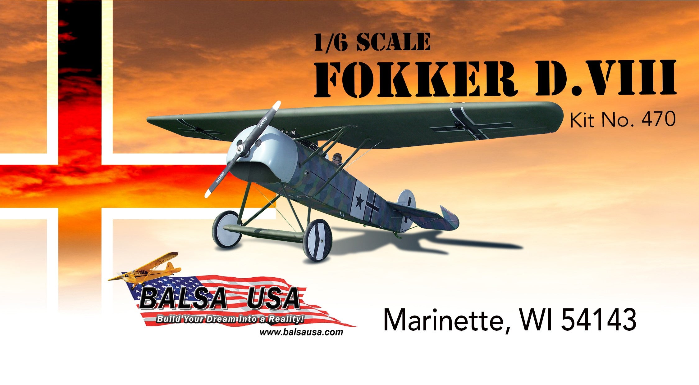 1/6 Scale Fokker DVIII Balsa USA