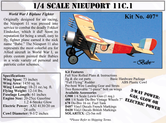 1/4 Scale Nieuport 11