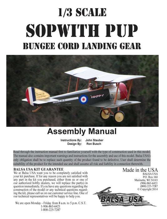Retro 1/3 Sopwith Pup Bungee Landing Gear Digital Manual
