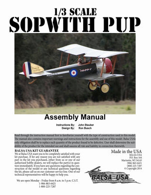 1/3 Scale Sopwith Pup Instruction Manual
