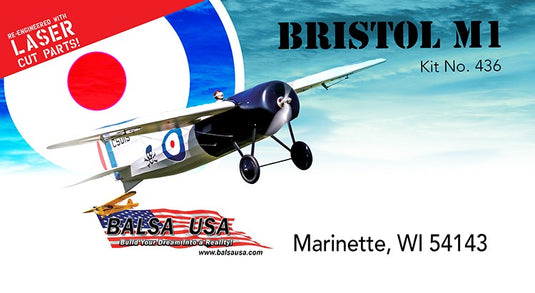 Bristol M-1 Kit Package,  (1) set Du-Bro Vintage Wheels, (1) set Decals , (1) 1/5 Resin Vickers machine gun