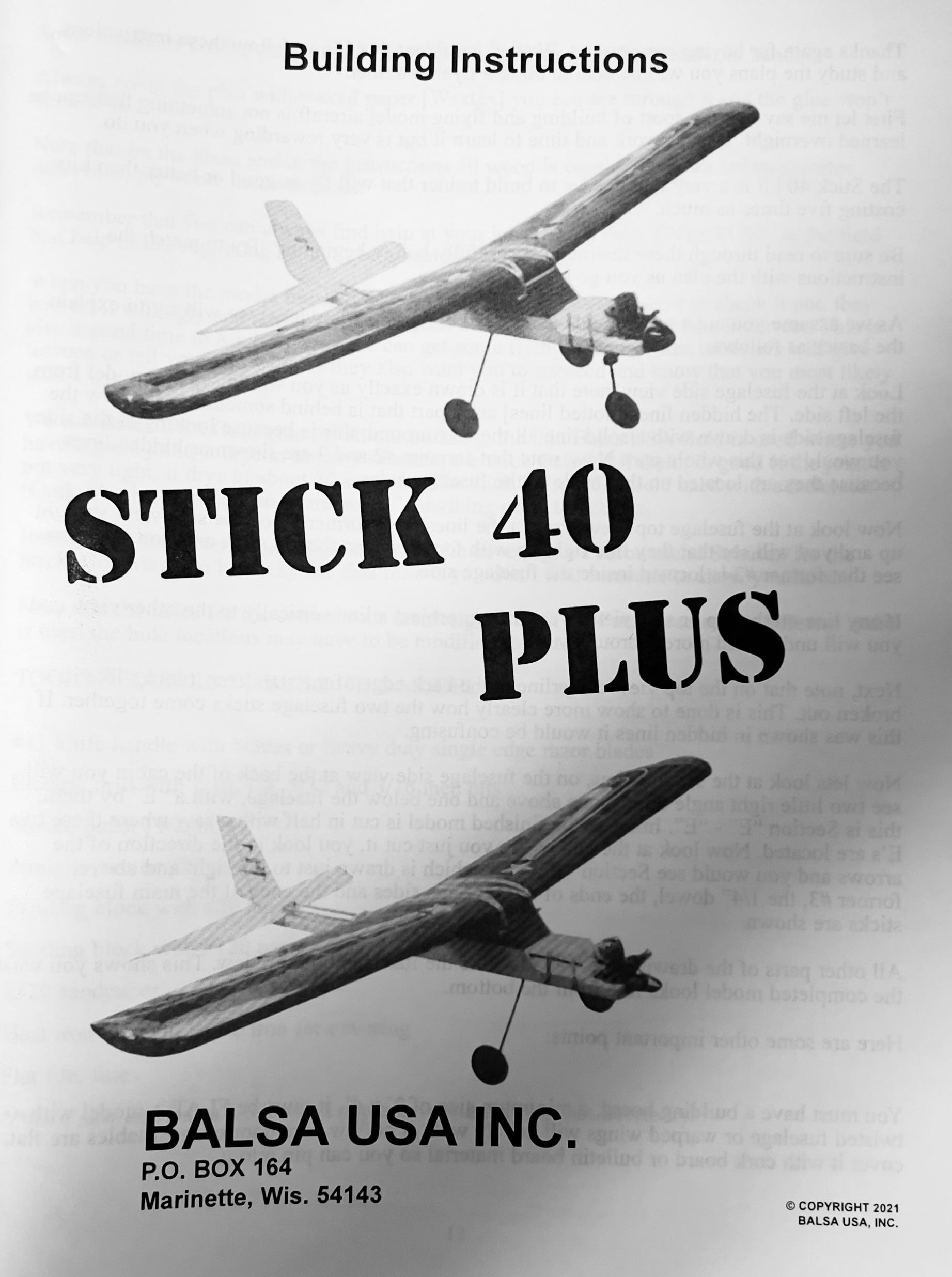 Stick 40 Plus – Kit Di Piani Aerei Sportivi Con Istruzioni (60 Fogli)