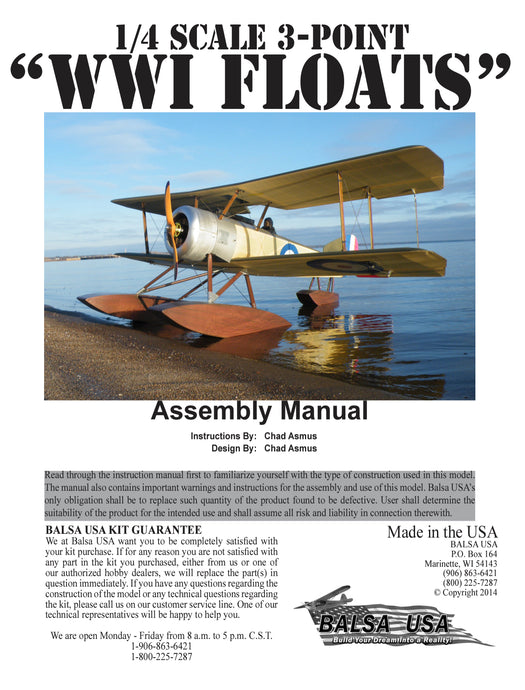 1/4 Scale 3-Point WWI Floats Digital Manual