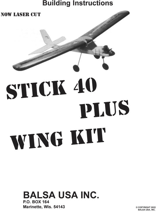Laser Cut Stick 40 Wing Kit Digital Manual