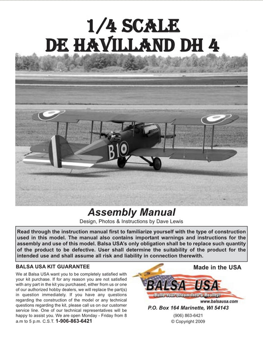 1/4 Scale DeHavilland DH4 Digital Manual