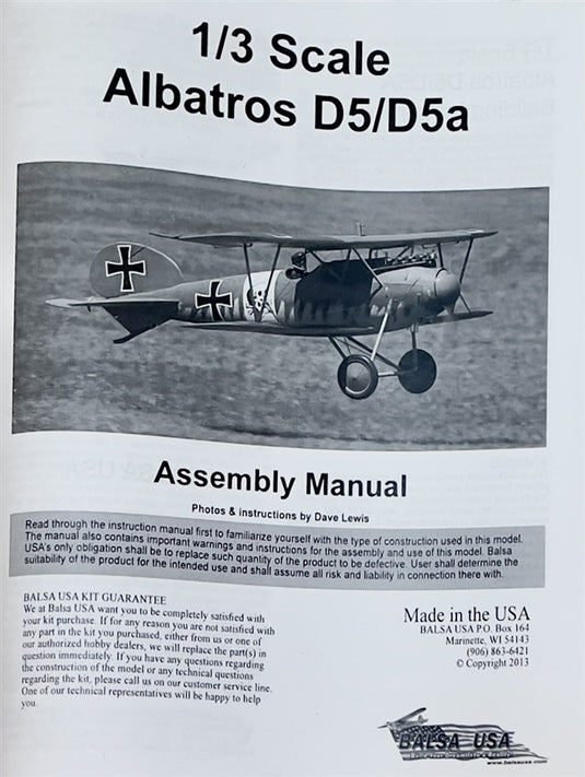 1/3 Scale Albatros D5/D5A Manual