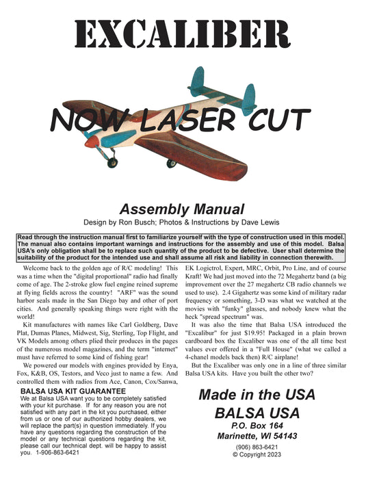 Excaliber Laser Cut Digital Manual