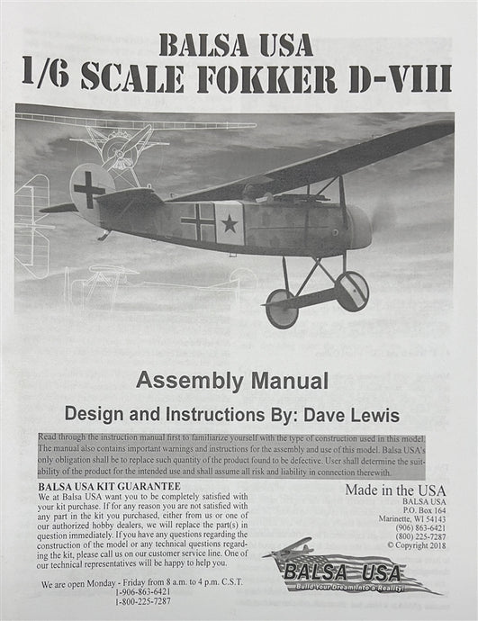 1/6 Scale D-8 Manual