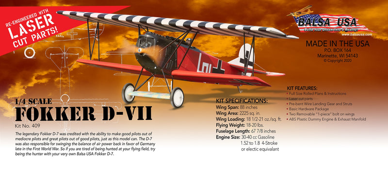 Load image into Gallery viewer, 1/4 Scale Fokker D7
