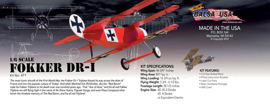 1/6 Scale Fokker DR.1 Triplane