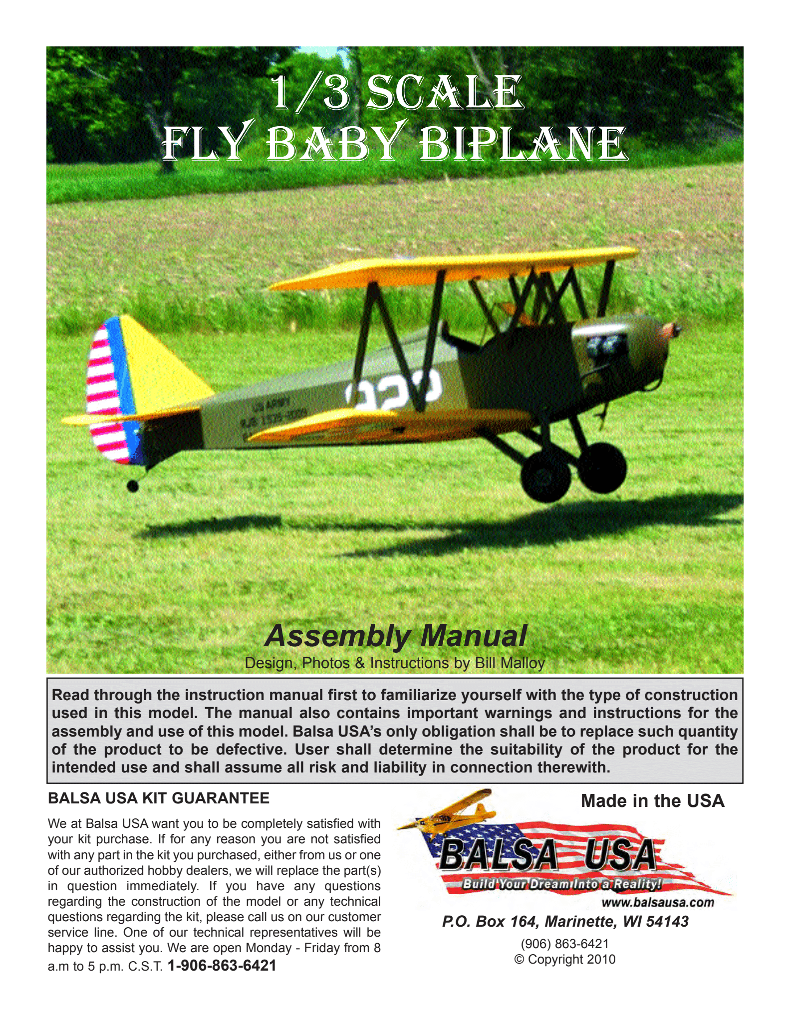 1/3 Scale Fly Baby Biplane Digital Manual – Balsa USA