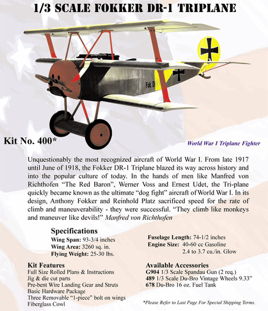 1/3 Scale Fokker DR-1 Triplane