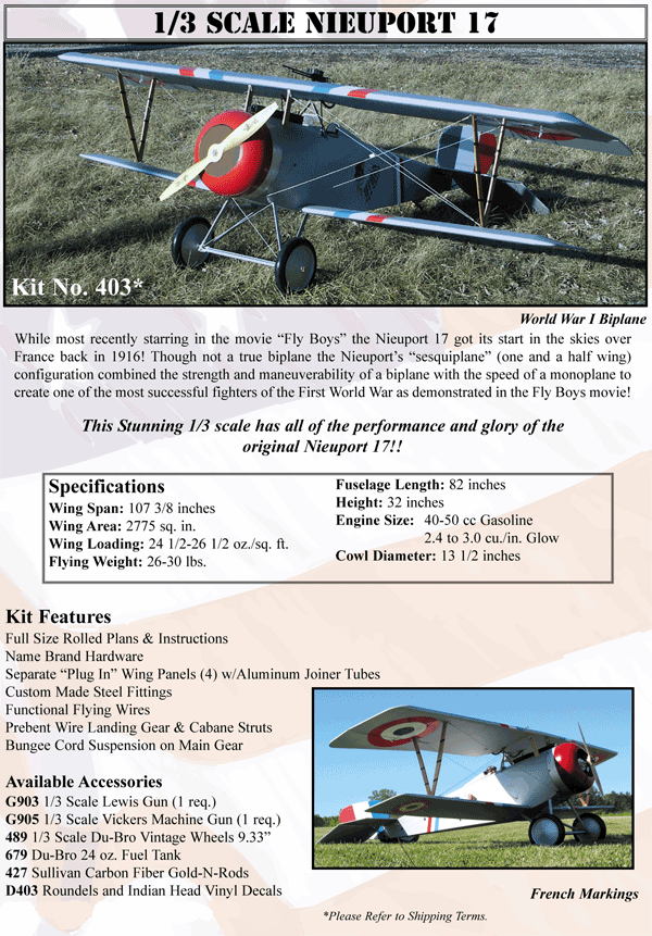 Load image into Gallery viewer, 1/3 Scale Nieuport 17
