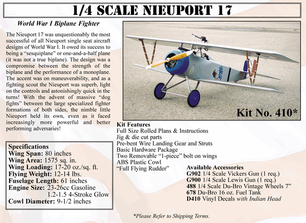 Load image into Gallery viewer, 1/4 Scale Nieuport 17
