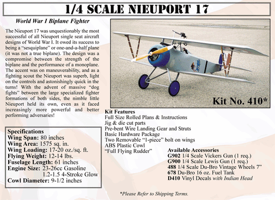 1/4 Scale Nieuport 17