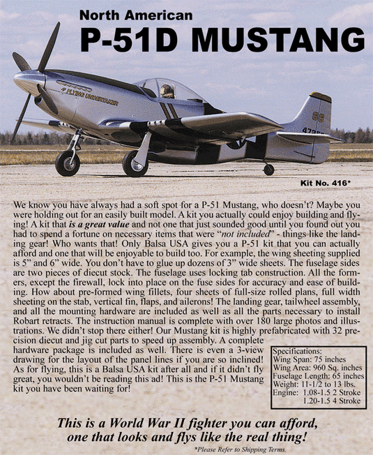 P51D Mustang Balsa USA