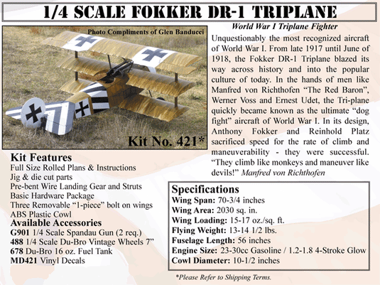 1/4 Scale Fokker DR-1 Triplane