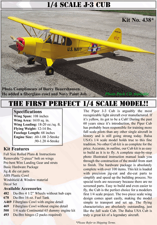 1/4 Scale J-3 Piper Cub