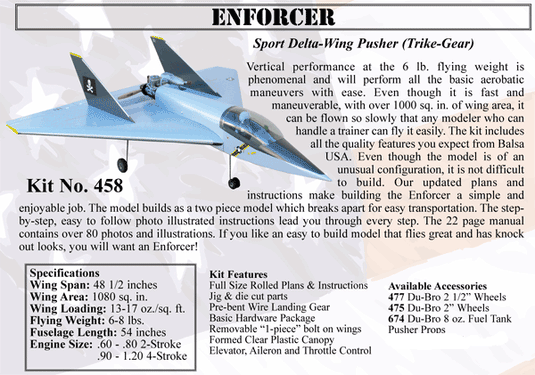 Balsa USA Enforcer モデル航空機キット Enforcer – Balsa USA