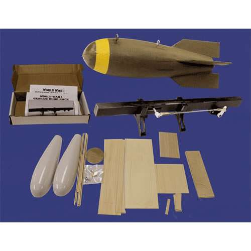 1/4 DeHavilland DH4 Kit Package,   (1)  set 1/4 Du-Bro Vintage Wheels,  (2) 1/4 Lewis Gun Kits,  (1) 1/4 Vickers gun kit, (1) set Decals, (1) Aerial "Bomb" & Rack Kit