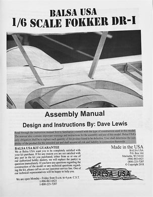 1/6 Scale Fokker DR-1 Triplane Plan and Manual