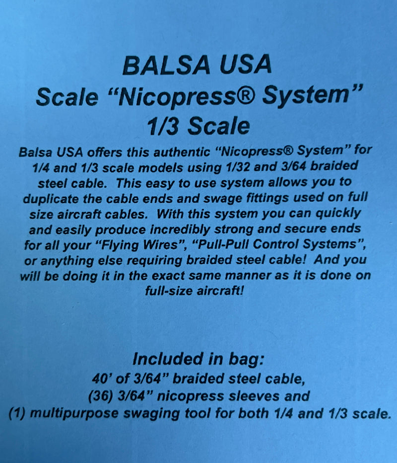 1/3 SCALE DELUXE NICOPRESS STARTER SET Balsa USA