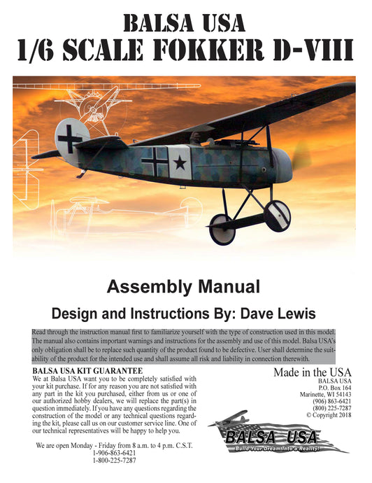 1/6 Scale Fokker D8 Digital Manual