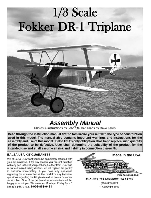 1/3 Scale DR-1 Triplane Digital Manual  NON LASER CUT VERSION